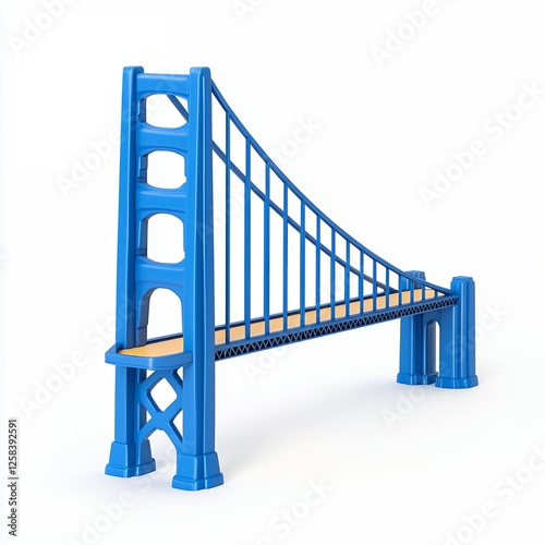 3D Rendered Blue Golden Gate Bridge Model