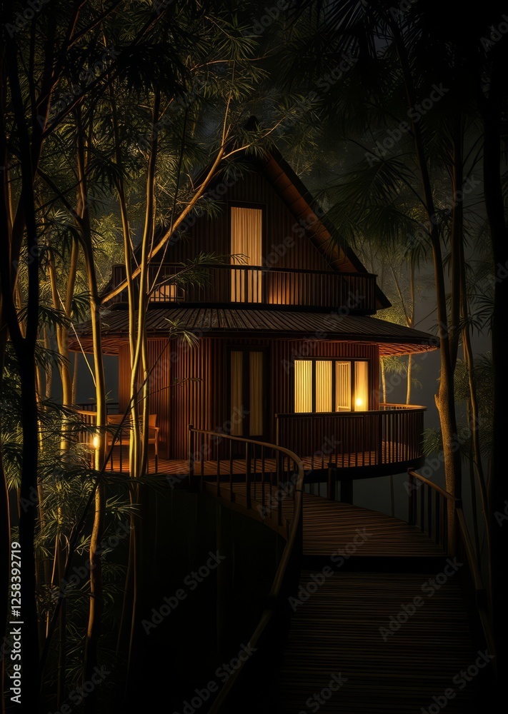 Modern sustainable bamboo treehouse resort bamboo house background beautiful bamboo asian seaport baltic sea antebellum