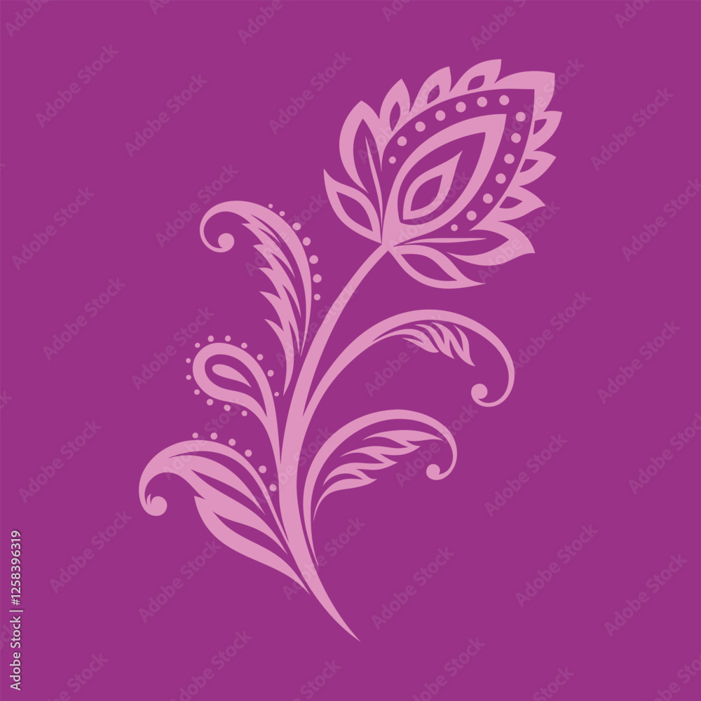 Intricate Paisley Floral Swirls with Delicate Leaf and Petal Accents Intricate Paisley Floral Swirls with Delicate Leaf and Petal Accents