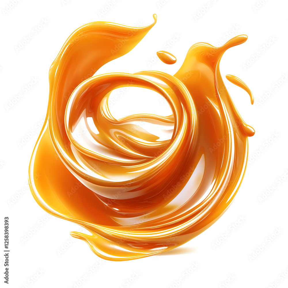 Liquid caramel swirl isolated on white background, vector illustration style design Liquid caramel swirl isolated on white background, vector illustration style design
