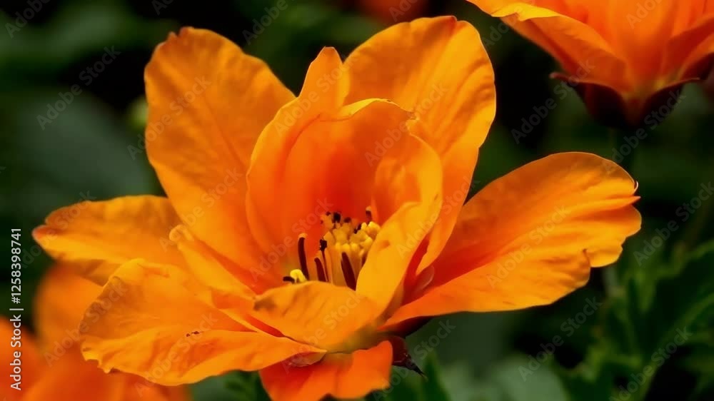 A single orange flower is surrounded by green leaves. The flower is the main focus of the image, and it is the most vibrant and eye-catching element. The green leaves provide a contrasting background A single orange flower is surrounded by green leaves. The flower is the main focus of the image, and it is the most vibrant and eye-catching element. The green leaves provide a contrasting background
