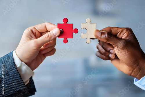 hands holding puzzle worker hold assemble jigsaw find best business solution option concept businessman connect pieces of puzzle think of problem solving