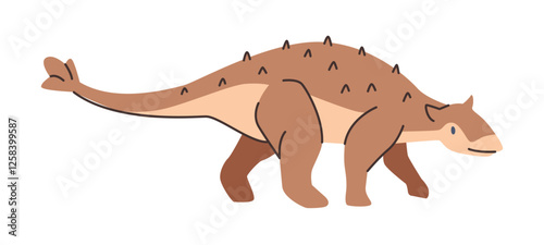 Ankylosaurus dinosaur character. Vector extinct prehistoric reptile, dino isolated personage with claws and tail. Mesozoic era paleontology lizard, wild animal mascot with thorns on back on tail