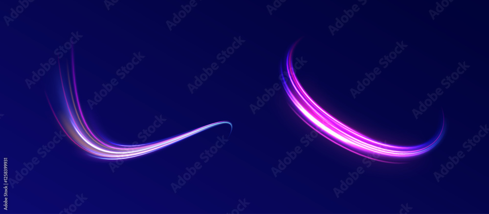 Colored shiny sparks of spiral wave. Curved bright speed line swirls. Shiny wavy path. Rotating dynamic neon circle. Magic golden swirl with highlights. Glowing swirl bokeh effect. vector png Colored shiny sparks of spiral wave. Curved bright speed line swirls. Shiny wavy path. Rotating dynamic neon circle. Magic golden swirl with highlights. Glowing swirl bokeh effect. vector png