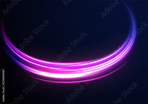 Colored shiny sparks of spiral wave. Curved bright speed line swirls. Shiny wavy path. Rotating dynamic neon circle. Magic golden swirl with highlights. Glowing swirl bokeh effect. vector png