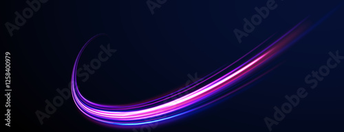 Colored shiny sparks of spiral wave. Curved bright speed line swirls. Shiny wavy path. Rotating dynamic neon circle. Magic golden swirl with highlights. Glowing swirl bokeh effect. vector png