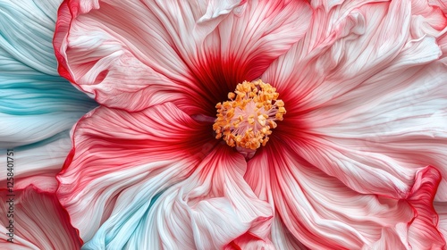 Elegant Hibiscus Flower with Vibrant Red and White Petals