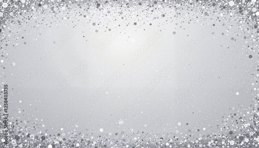 Obraz premium Silver glitter background with sparkle effect for invitations and decorations copy space