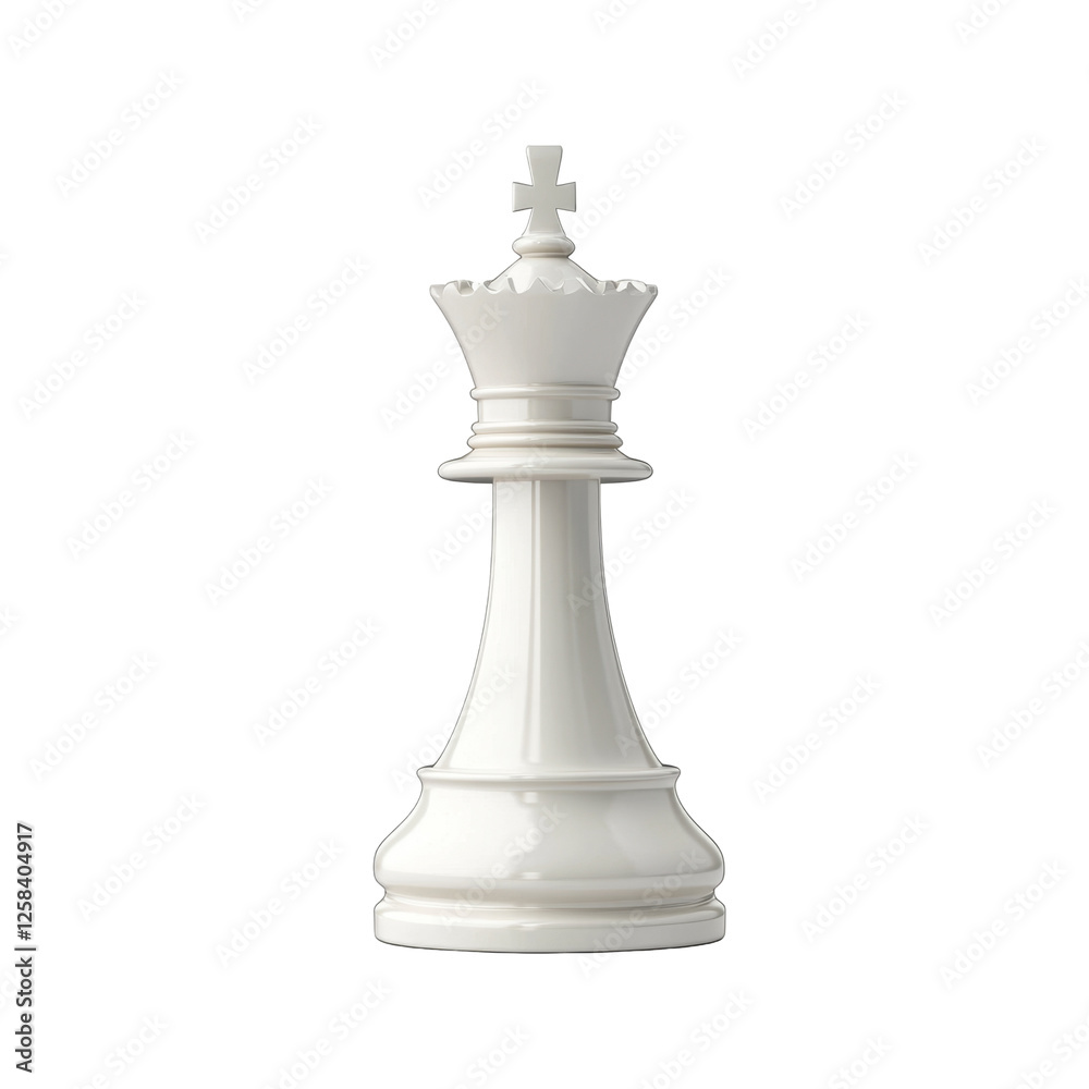 Elegant white chess king stands alone highlighting its symbolic power and strategic importance Elegant white chess king stands alone highlighting its symbolic power and strategic importance