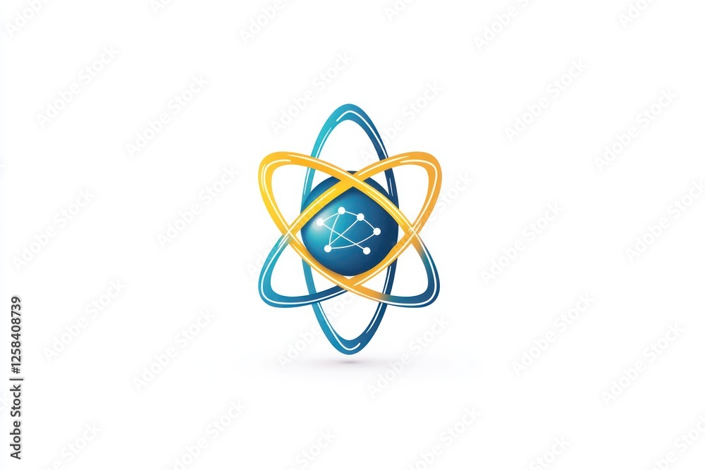 3D glyph icon of an atom structure, symbolizing science concepts on a plain white backdrop. 3D glyph icon of an atom structure, symbolizing science concepts on a plain white backdrop.