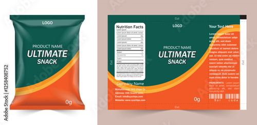 packaging design, Food packaging design, Chips logo and packet wrap label design editable vector file  elegant and corporate professional business chips packaging or chips label, Chips package design.