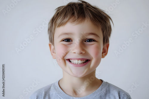 Portrait of a happy, smiling boy isolated on white background