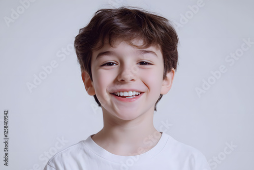 Portrait of a happy, smiling boy isolated on white background