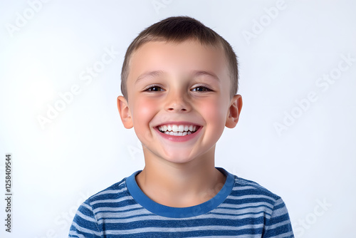 Portrait of a happy, smiling boy isolated on white background