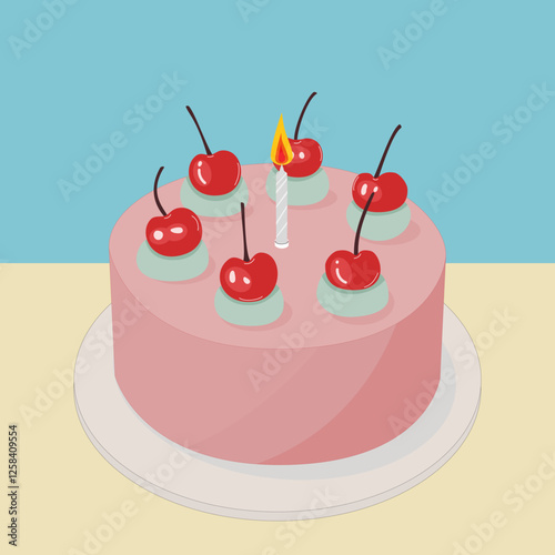 Pink cherries birthday cake.