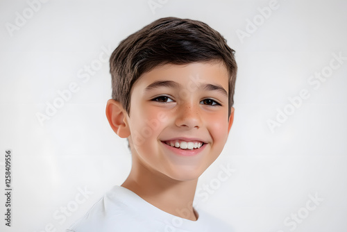 Portrait of a happy, smiling boy isolated on white background