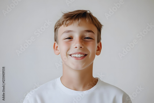 Portrait of a happy, smiling boy isolated on white background