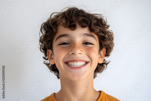 Portrait of a happy, smiling boy isolated on white background