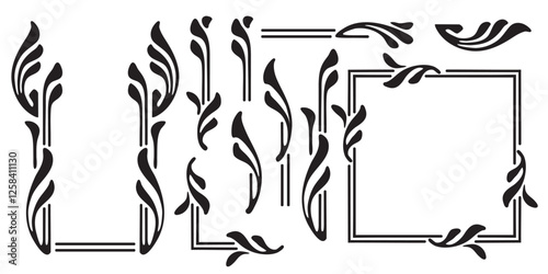 Ornamental motifs for making Art Nouveau style borders and frames
