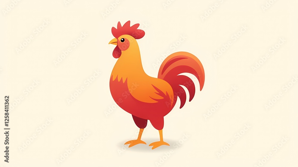 Fototapeta premium Energetic Cartoon Rooster
