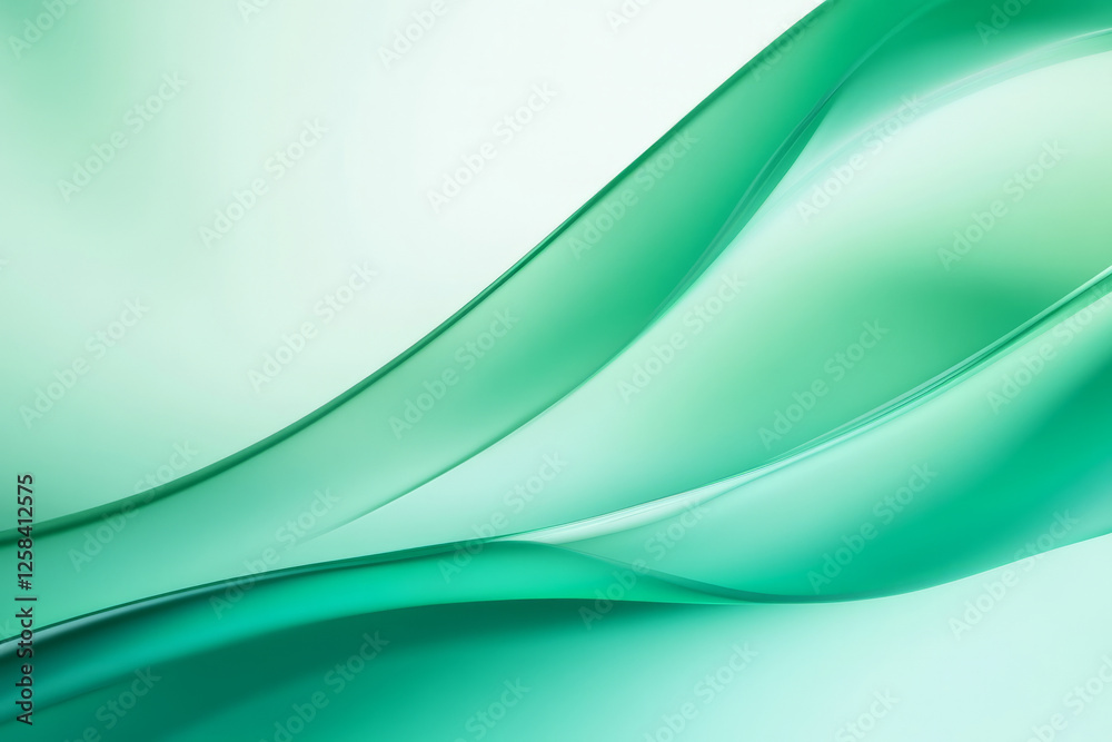 Obraz premium Emerald green fluid gradients, forming smooth and wavy abstract patterns.