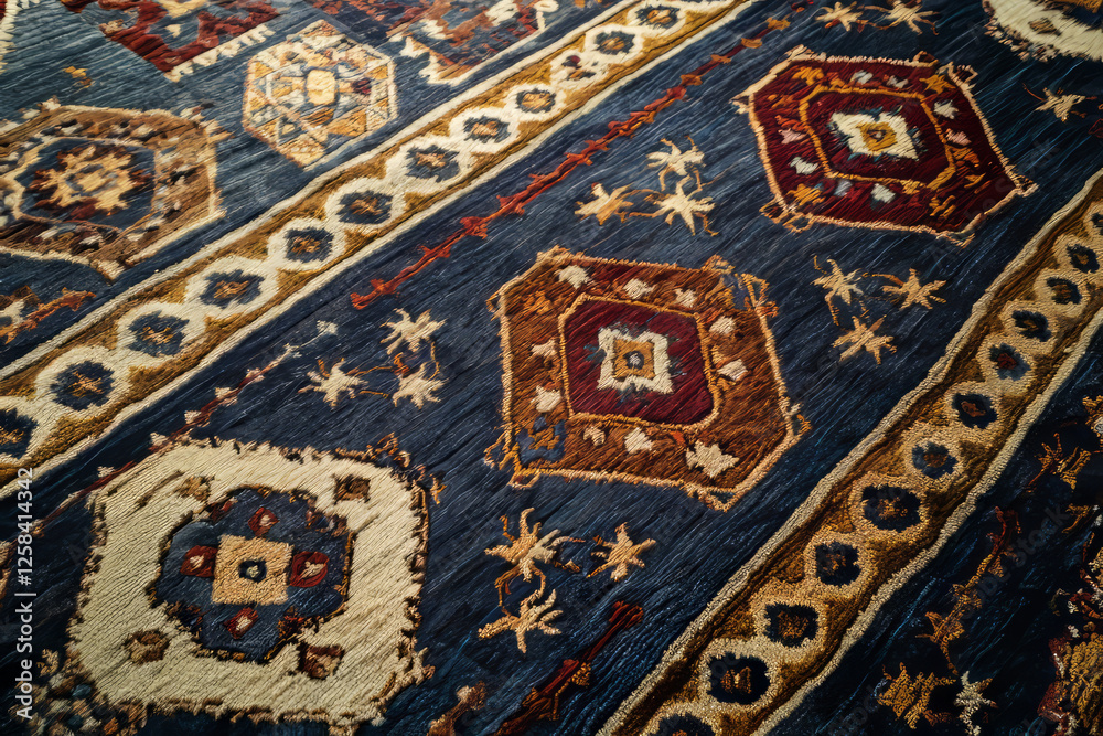 Seamless Moroccan handwoven rug with intricate patterns, showcasing deep reds, blues, and golds with geometric precision. Seamless Moroccan handwoven rug with intricate patterns, showcasing deep reds, blues, and golds with geometric precision.