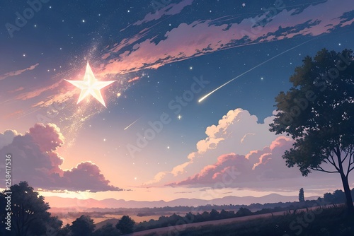 heavenly star falls captivating anime sky wallpapaper photo