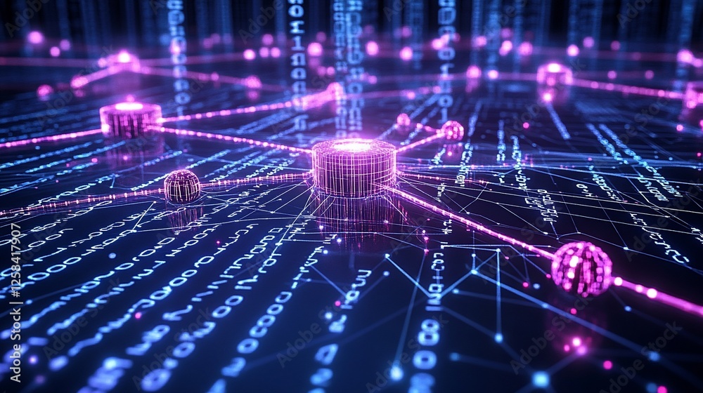 Obraz premium Abstract digital network connection with nodes and lines.