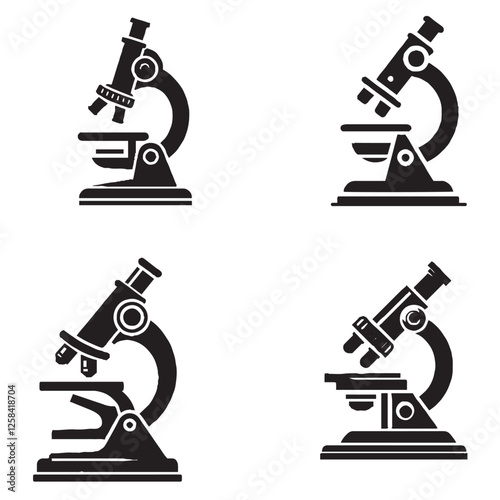 Microscope Silhouette on White Background