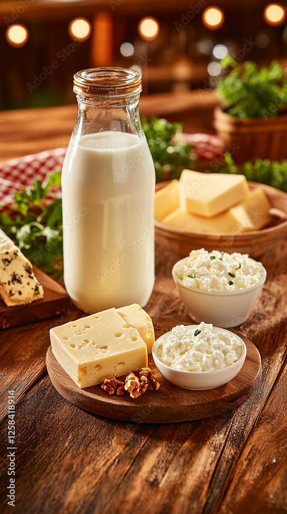 Everyday Dairy Products in a Rustic Setting Everyday Dairy Products in a Rustic Setting