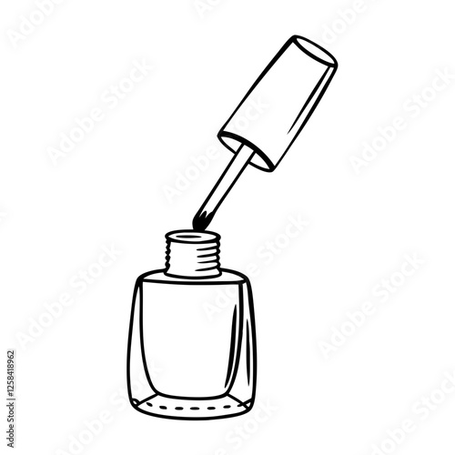 Nail varnish one line drawing on white isolated background for store ,Vector illustration,Icon
