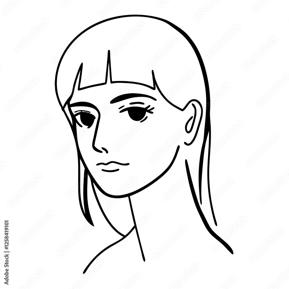 Woman face one line drawing on white isolated background ,Vector illustration,Icon Woman face one line drawing on white isolated background ,Vector illustration,Icon