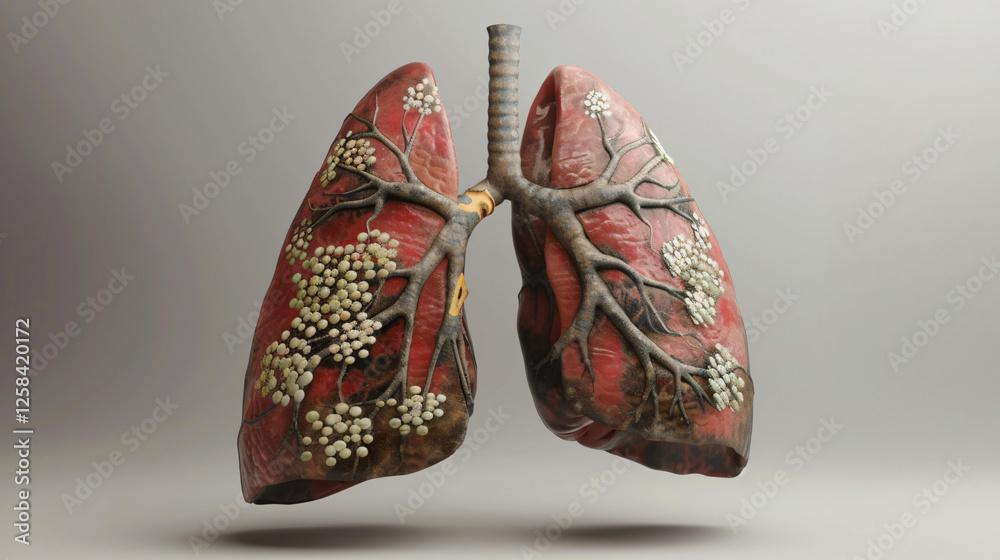 Close-up of realistic human lungs, highlighting the delicate alveoli and respiratory pathways, with soft lighting on a clean white background to showcase their natural texture. Close-up of realistic human lungs, highlighting the delicate alveoli and respiratory pathways, with soft lighting on a clean white background to showcase their natural texture.