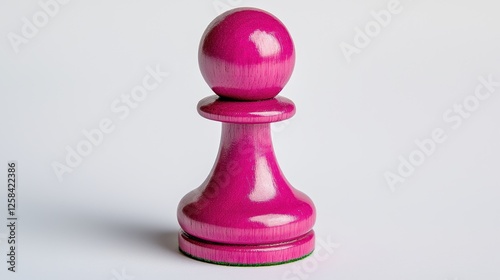 A vibrant pink chess pawn stands prominently against a light background, showcasing its glossy finish and unique design.