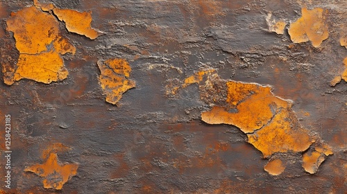 Grunge Rusty Metal Texture Background: Orange, Brown, Gray Weathered Surface