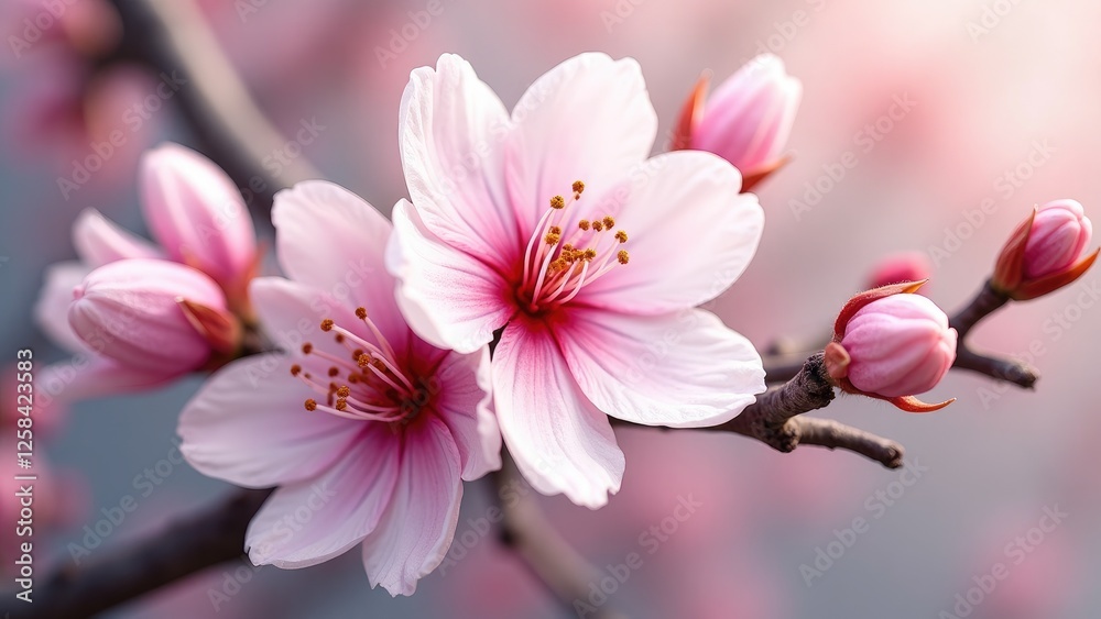 Obraz premium Japanese Sakura Pink Cherry Blossom in Spring