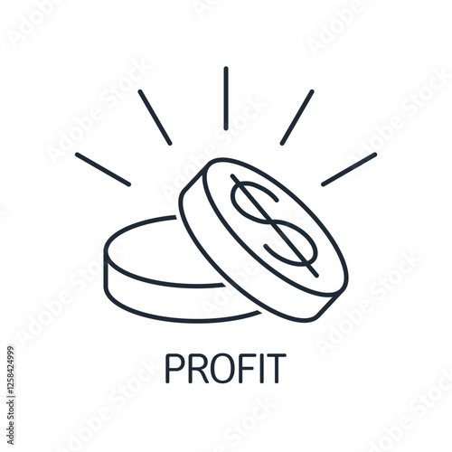 Financial Profit.Make money to get rich or increase earning or income. Vector linear icon isolated on white background.