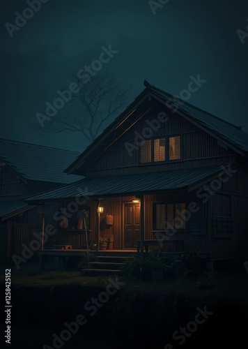 Obraz na płótnie Countryside house and village bamboo house background beautiful bamboo asian seaport baltic sea antebellum w salonie