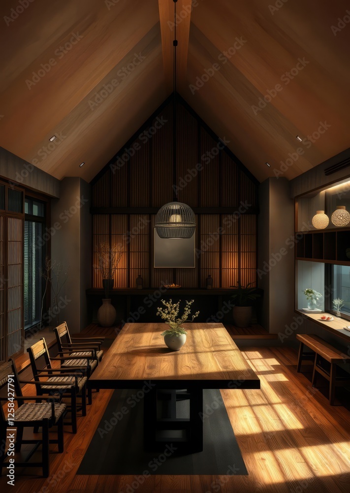 A century-old dining room with a modern interior generative ai bamboo house background beautiful bamboo asian seaport baltic sea antebellum