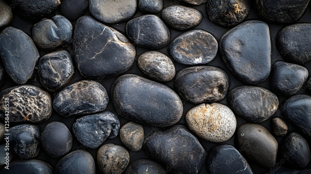 Dark Grey and Black Stones Texture Background. Seamless Pattern of Natural Rocks. Closeup of Stone Wall. Dark Grey and Black Stones Texture Background. Seamless Pattern of Natural Rocks. Closeup of Stone Wall.