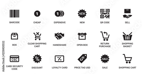 Commerce Category Outline Pictogram Icons Set