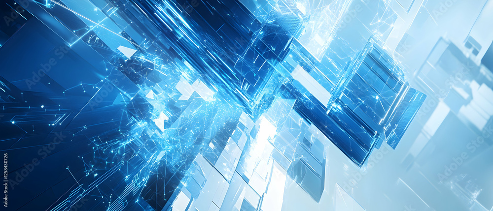 Abstract technological background with blue and white polygonal Abstract technological background with blue and white polygonal
