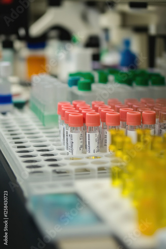 Tablet, science and group of people in laboratory for learning, cancer cure or medical