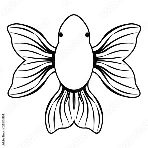 A goldfish silhouette swimming gracefully with its flowing fins and tail elegantly extended behind it 