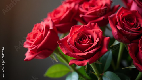 Overflowing Bouquet of Red Roses, Romantic Still Life