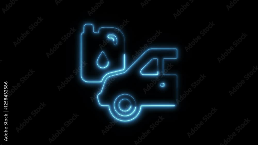 Glowing neon oil change icon isolated on black background. HD Video motion graphic animation Glowing neon oil change icon isolated on black background. HD Video motion graphic animation