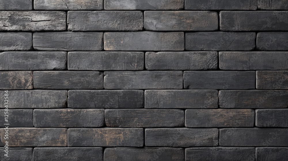 Dark gray brick wall with matte finish, urban industrial style generative ai Dark gray brick wall with matte finish, urban industrial style generative ai