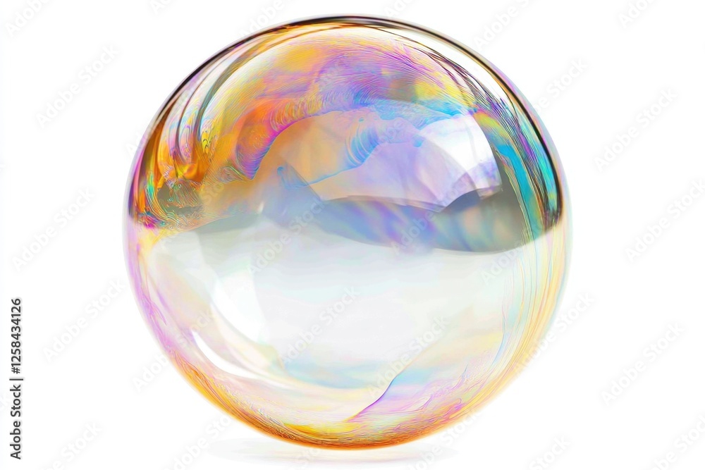 A single soap bubble floating on a plain white surface A single soap bubble floating on a plain white surface