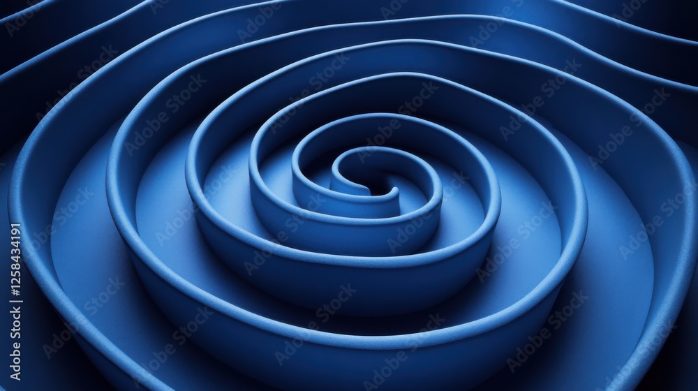 Blue background with spiral shapes for design, banner template. White space in the center of the page for text. Minimalist geometric wallpaper. Blue background with spiral shapes for design, banner template. White space in the center of the page for text. Minimalist geometric wallpaper.