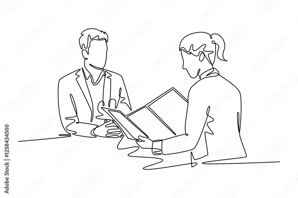 Business Woman concept. Single line draw design vector graphic illustration. Business Woman concept. Single line draw design vector graphic illustration.